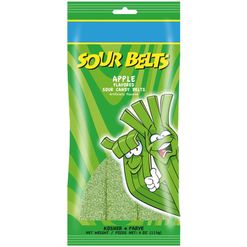 Snacktery Green Apple Sour Belts – St Patricks Day Candy Belts – Vibrant & Tangy Sour Strips – Vegan & Kosher Green Candy For St