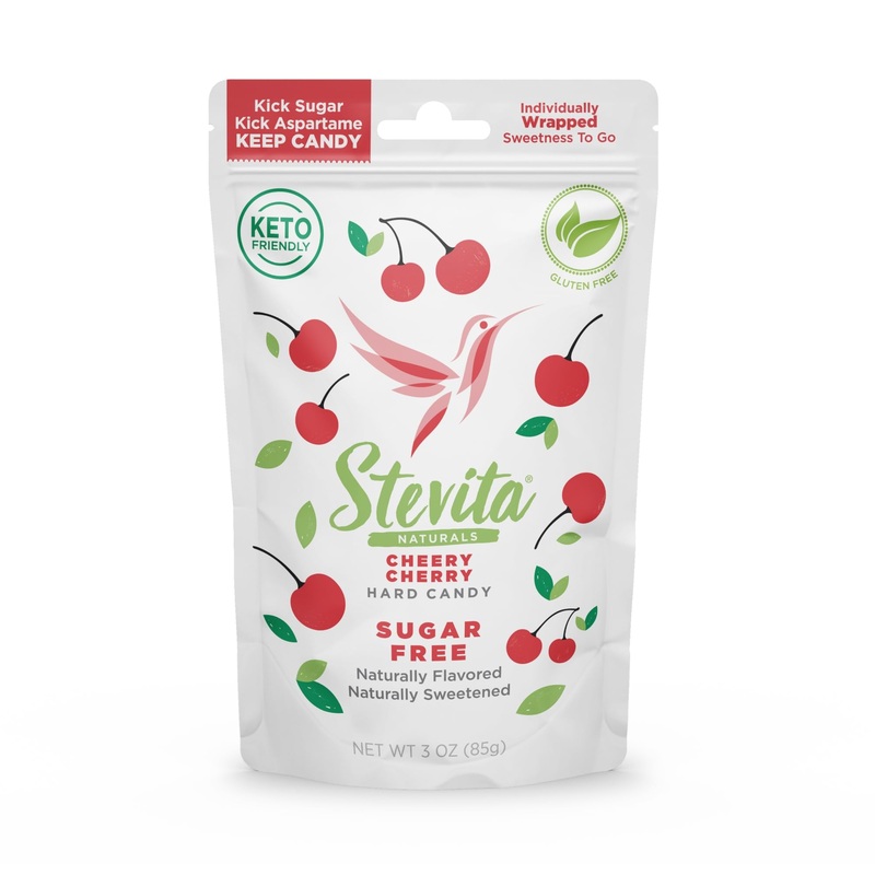 Stevita Hard Candy, Cheery Cherry – 25 Individually Wrapped Pieces – Sugar & Aspartame Free – Naturally Flavored & Sweetened – N