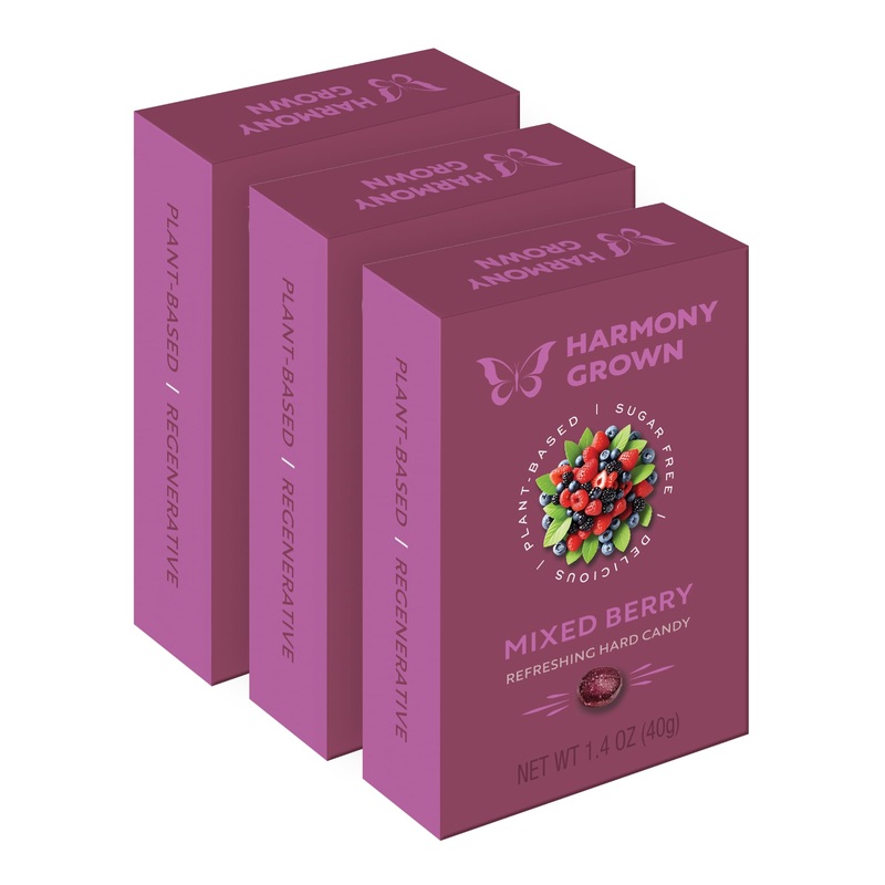 Stevita Harmony Grown Hard Candy, Mixed Berry – 3 Pack – 1.4 Oz Shake & Share Box – Sugar Free, Non-Gmo, Keto Friendly – Made In