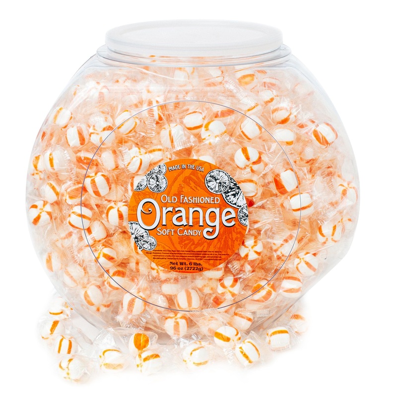 Stewart Old Fashioned Pure Cane Sugar Candy Puff Balls, Orange Flavor, 96oz Jar – Made in the USA