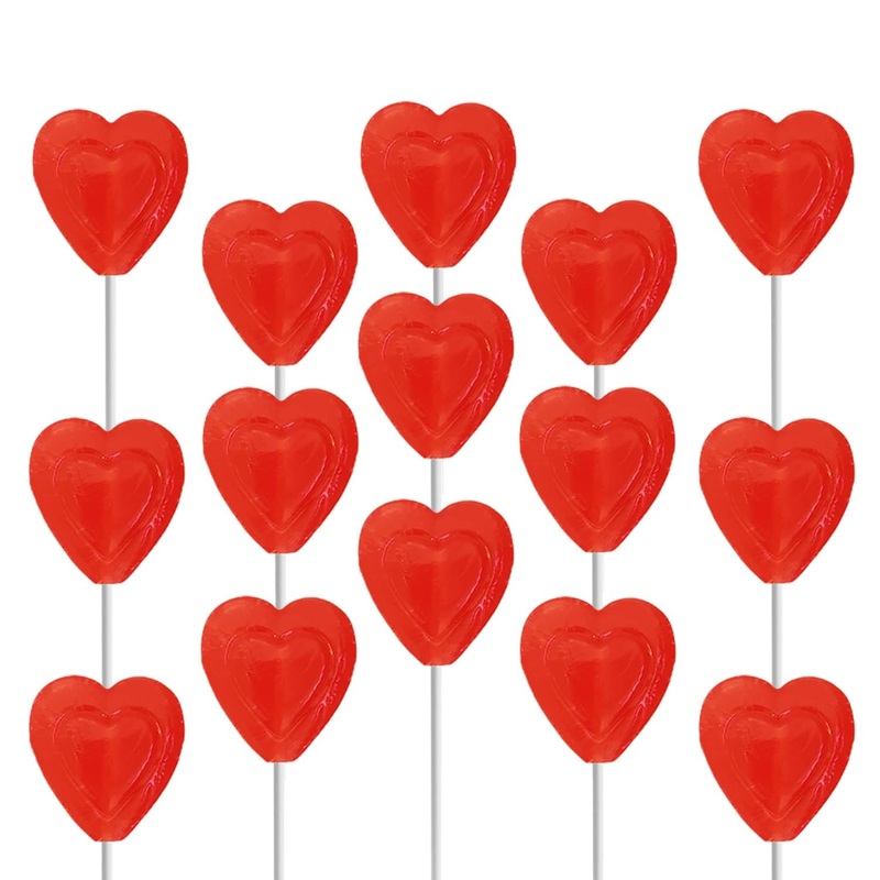 The Dreidel Company Valentine’S Lollipops Red Double Heart Shaped Cherry Flavored, Individually Wrapped, 48 Lollipops
