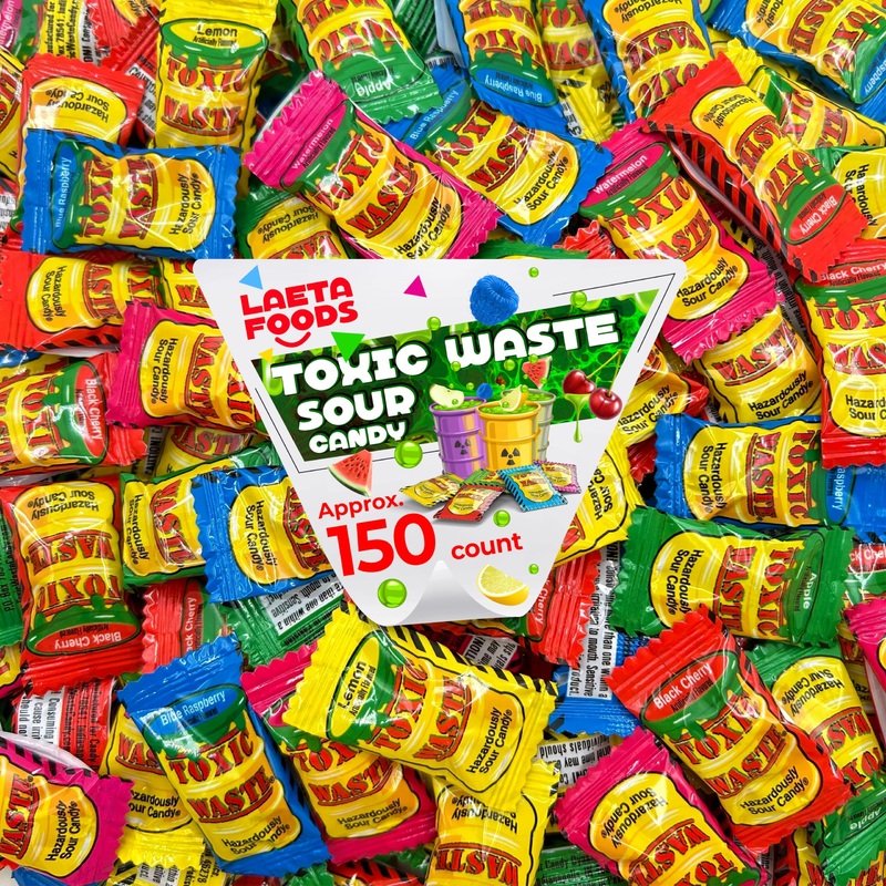 Toxic Waste Sour Candy | 1 Pound Bag – Approx. 150 Count | Apple, Watermelon, Lemon, Blue Raspberry, Black Cherry