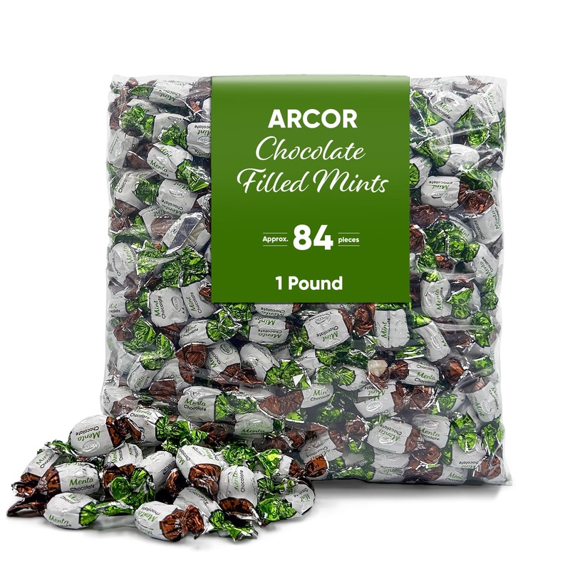 Arcor Mint Chocolate Candy Filled – Bulk Candy Individually Wrapped – 2 Pounds Approx 170 Pieces, Chocolate Candy Mints