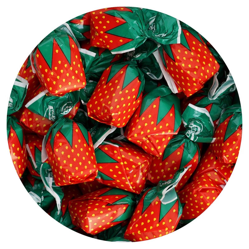 Arcor Strawberry Bon Bons Hard Candy, 2 Pound (Approx. 150 Pcs.), Arcor Strawberry Candy Individually Wrapped, Strawberry Candie