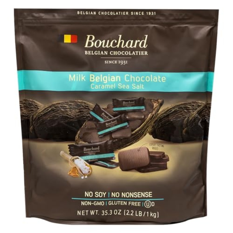 Belgian Milk Chocolate Caramel Sea Salt Napolitains 35.3 Oz (2.2 Lb/1Kg)
