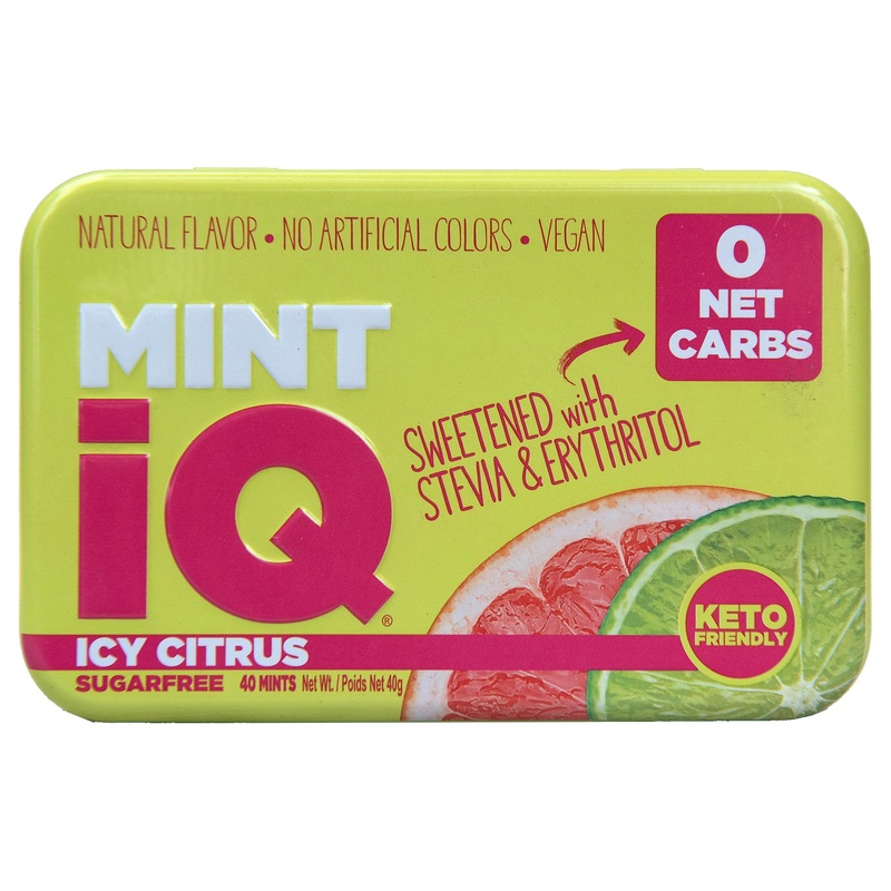 Big Sky Mint Iq Icy Citrus Mint Candy 40 Grams Pack Of 6 Tins In Display Tray – Travel Size Mint Candies Tin – Keto Friendly, Ve