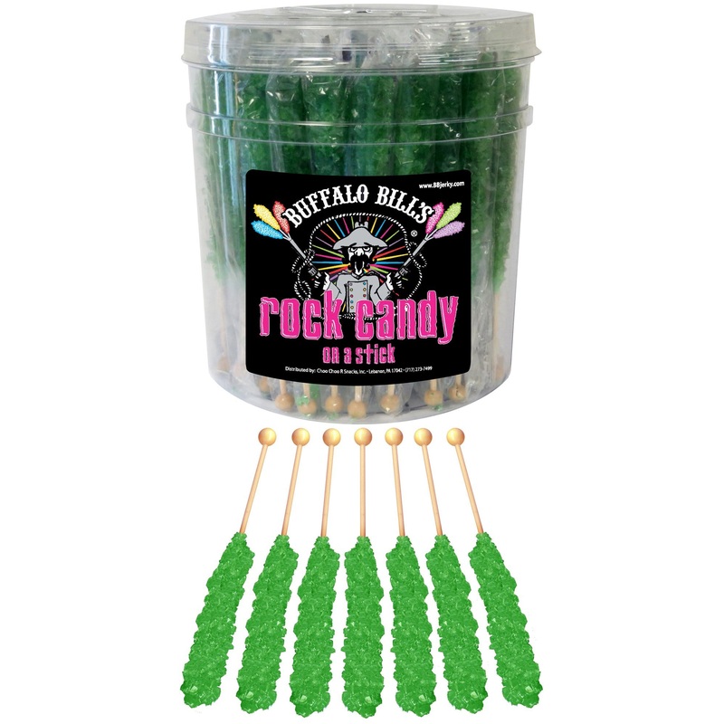Buffalo Bills Apple (Dark Green) Rock Candy On A Stick (36-Ct Tub Rock Candy Crystal Sticks)