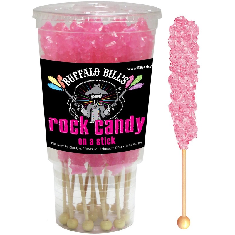 Buffalo Bills Cherry (Pink) Rock Candy On A Stick (12-Ct Cup Pink Rock Candy Crystal Sticks)