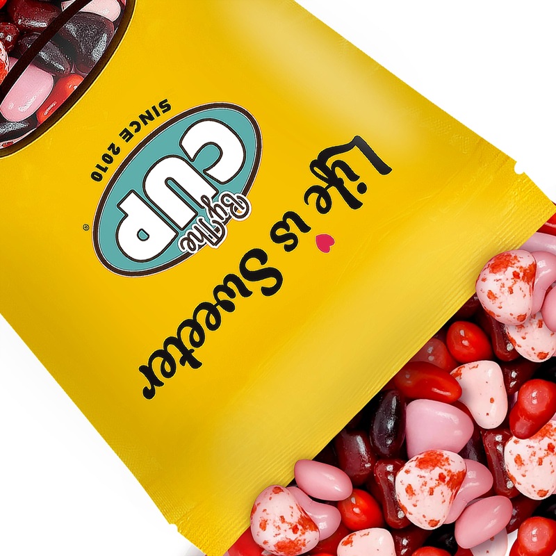 By The Cup Cherry Lovers Heart Shaped Gourmet Jelly Beans, 24 Oz Bulk Bag