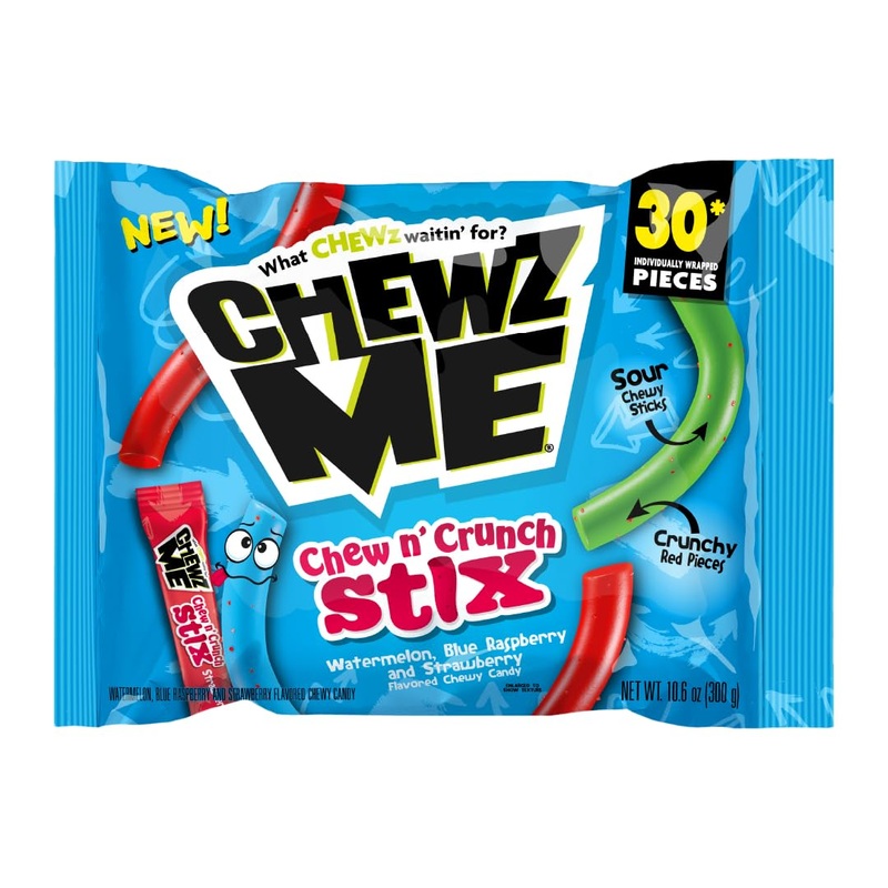 Chewzme Chew N’ Crunch Stix -Tangy Chewy Candy Straws Coated W/Crunchy Pieces – Individually Wrapped,Assorted Flavors, 10.6 Ounc