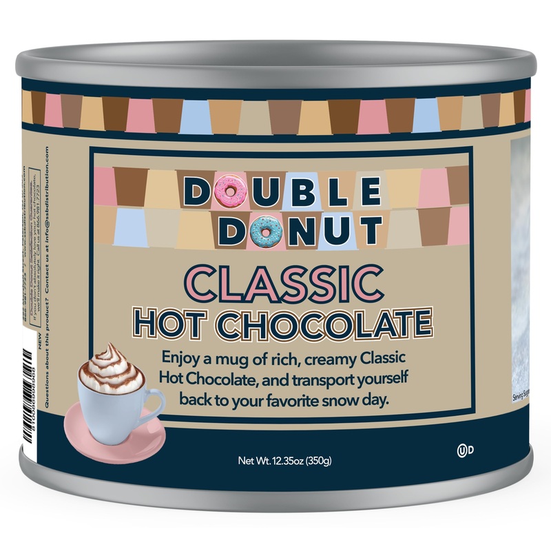 Double Donut Classic Bulk Hot Chocolate Mix, Rich Hot Cocoa 12 Ounce Canister, Hot Chocolate Powder