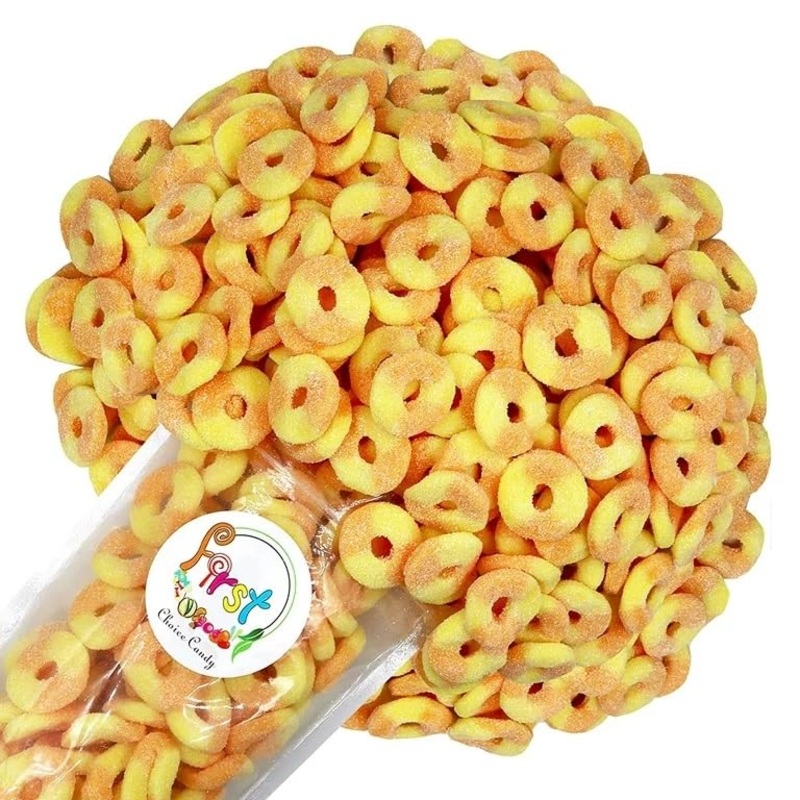 Firstchoicecandy Gummy Rings (Sour Mini Peach, 4.5 Pound (Pack Of 1))