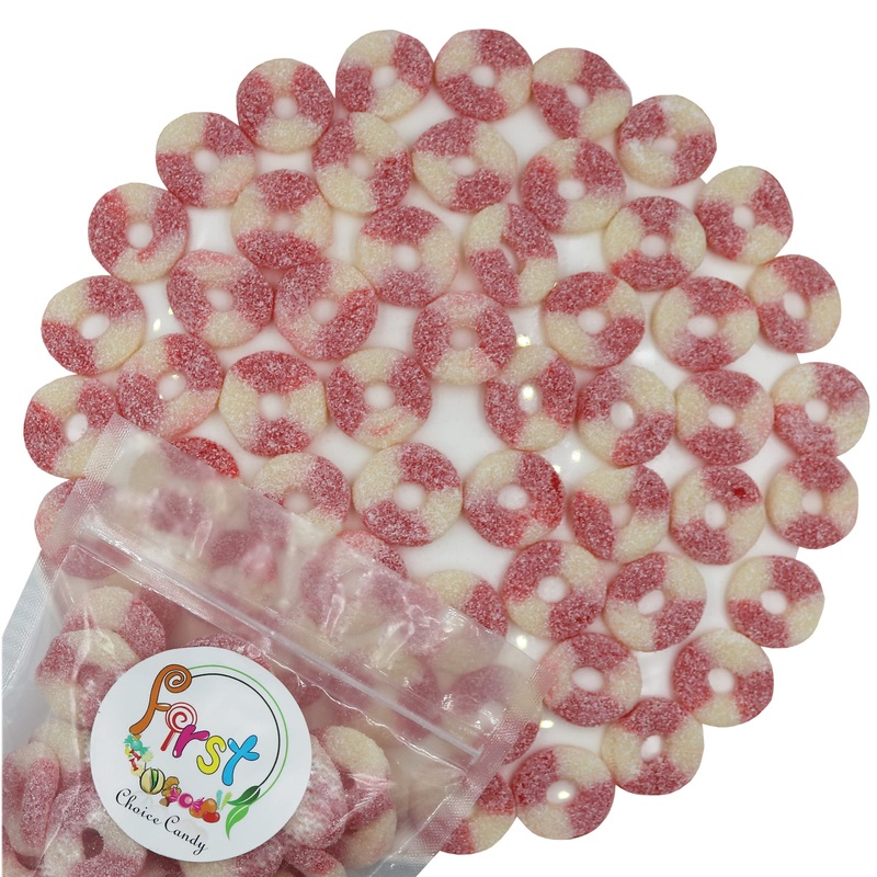 Firstchoicecandy Gummy Rings (Sour Mini Strawberry, 2 Pound (Pack Of 1))