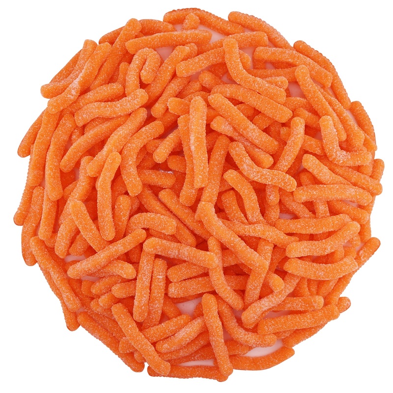 Firstchoicecandy Sweet & Sour Gummy Worms, Multi Flavors And Solid Colors (1 Pound, Sour Orange)