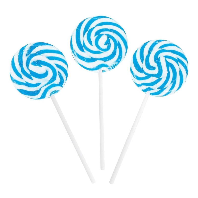 Light Blue Swirl Lollipops – 24 Suckers Individually Wrapped – 2 Inch Pops
