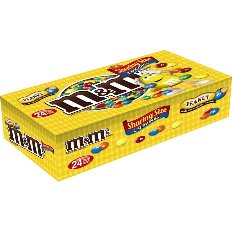 M&M’S Peanut Chocolate Candy Sharing Size Pouch 3.27 Ounce (Pack Of 24)