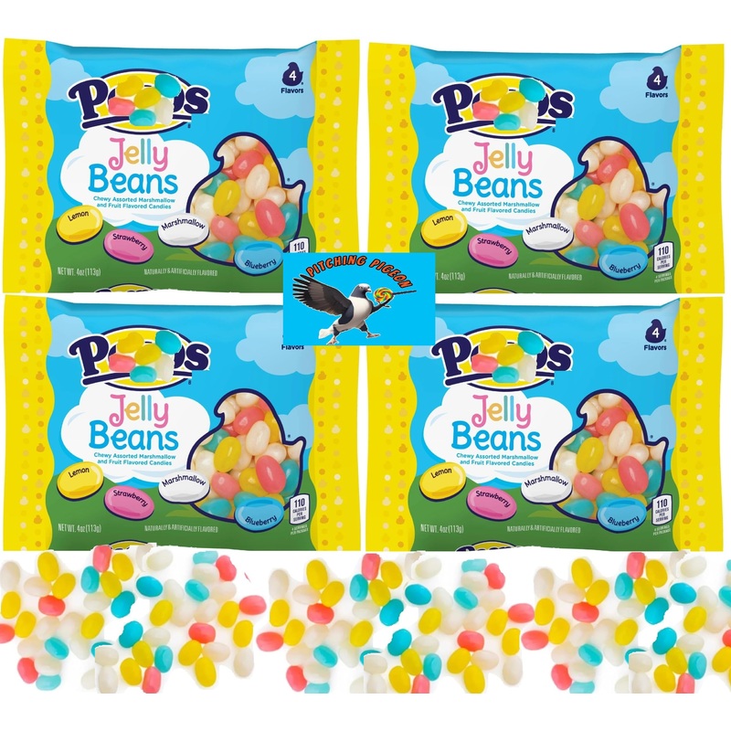Peeps Marshmallow & Fruit Jelly Beans 16Oz Easter Basket Egg Hunt Candy – Includes Pitching Pigeon Brand Magnet
