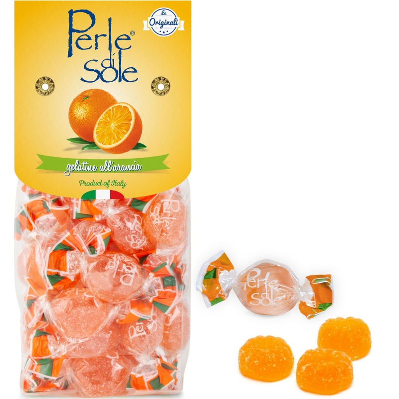 Perle Di Sole Italian Fruit Jelly Candy From Italy – Orange Candies – Soft Jelly Candy Individually Wrapped – Italian Fruit Jell