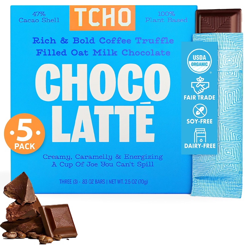 Tcho Choco Latte 47% Oat Milk Chocolate Bars (5 Pack) | Plant Based, Organic & Fair Trade, | Non Gmo, Non-Dairy, Vegan Chocolate