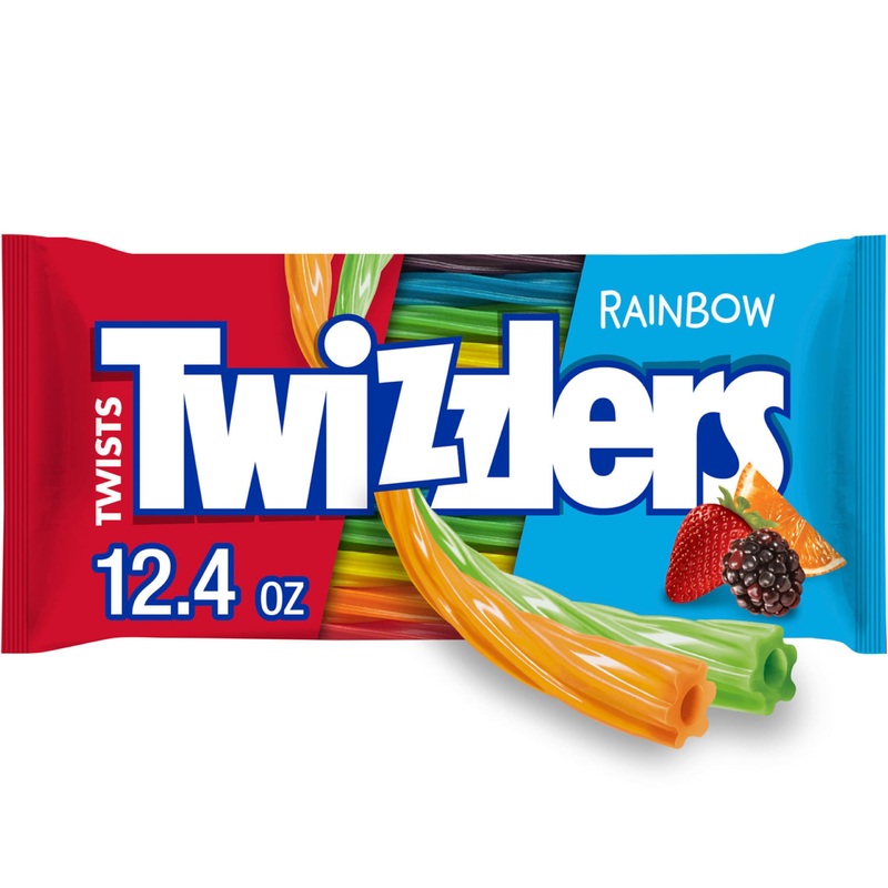 Twizzlers Twists Rainbow Flavored Licorice Style, Low Fat Candy Bag, 12.4 Oz
