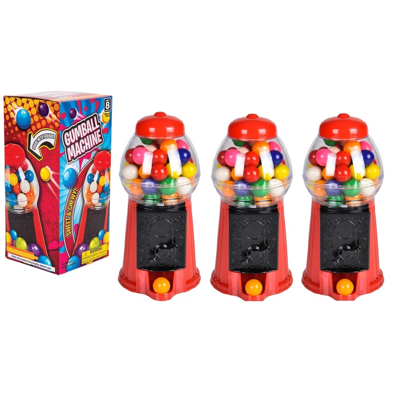 Zugar Land 6.5” Bubble Gum Gumball Machine (3 Pack)
