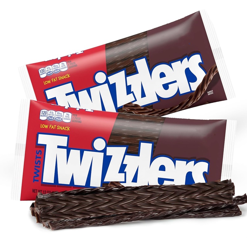 2 Pack Chocolate Licorice Candy Twists Full Size – Chocolate Flavored Candy Sticks Soft And Chewy Sweet Candy For Party Savors,