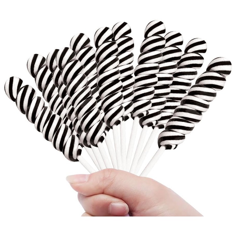 Black Twisty Lollipops – 24 Unicorn Suckers Individually Wrapped Bulk – Great For Candy Buffet – Wedding – Graduation – Hallowee