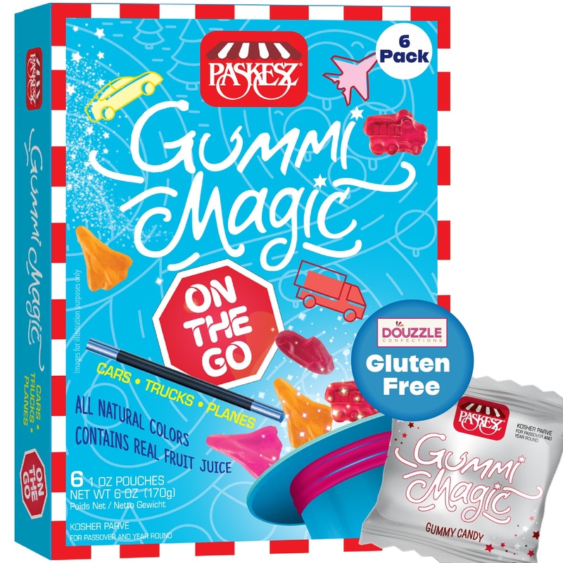 Douzzle Gluten Free Gummi Magic, On The Go (6 Count, Pack Of 1) Non Gebrokts Kosher For Passover Food Snacks – All Natural Color