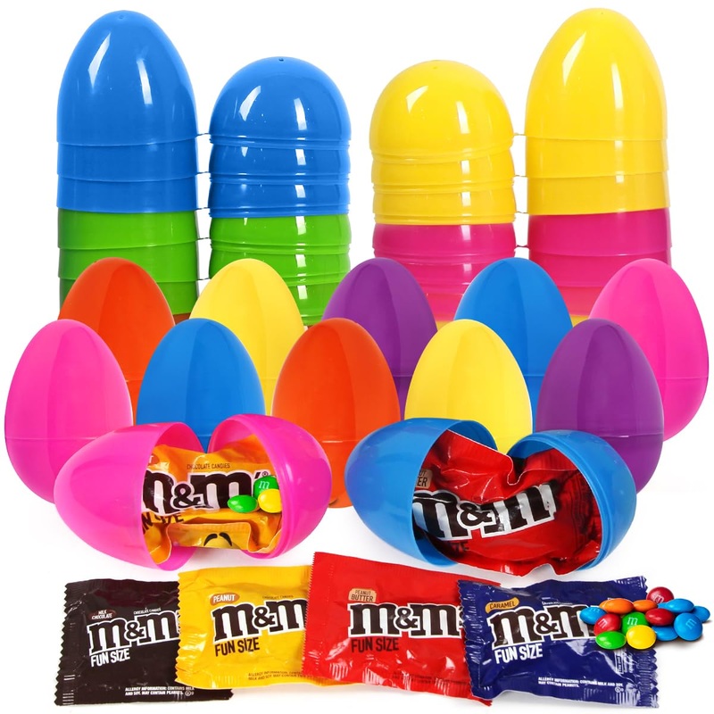 Easter Jumbo Fillable Plastic Eggs With Fun Size Chocolate Candy – Diy Large Pastel Plastic Eggs With Candy To Fill In For Baske