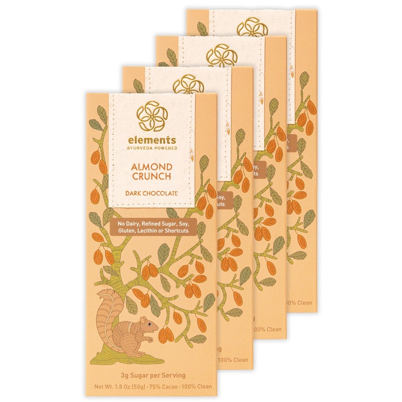 Elements Truffles Almond Crunch Chocolate Bar W/Saffron – Heavy Metal Tested – Dairy Free – Paleo, Gluten Free, Non-Gmo, Raw & O