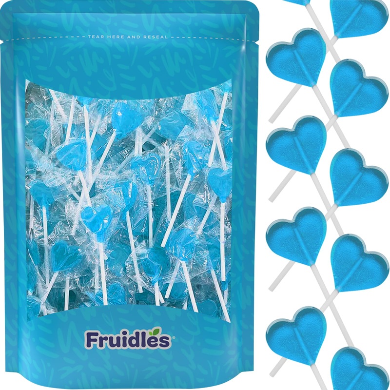 Fruidles Lollipops Mini Heart Shaped Flavored Delicious Lollipop, Individually Wrapped, 5G Lollipop (60 Lollipops, Fruit Punch)