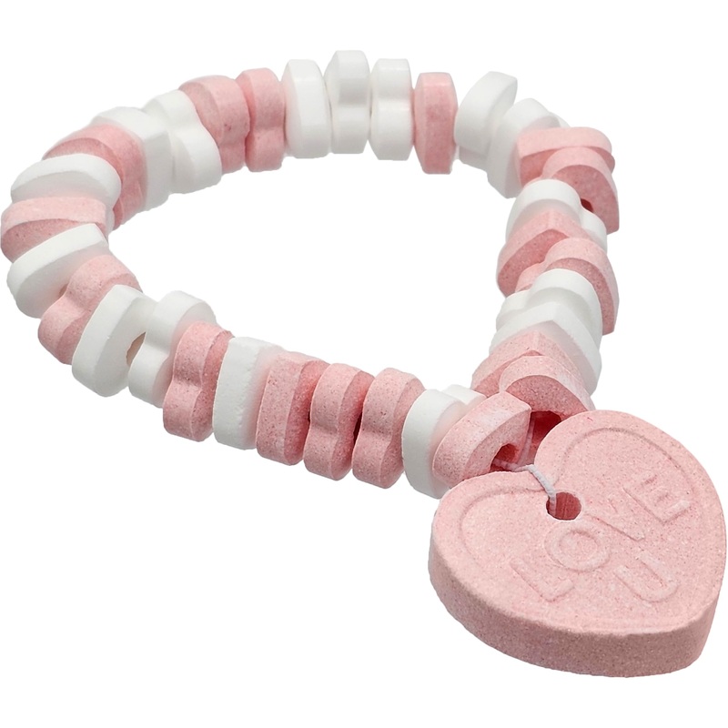 Fruidles Stretchable Valentines Heart Candy Bracelet, Multicolor Fruit-Flavored Chewables For Party Favors, 14G Bracelet (288-Pa