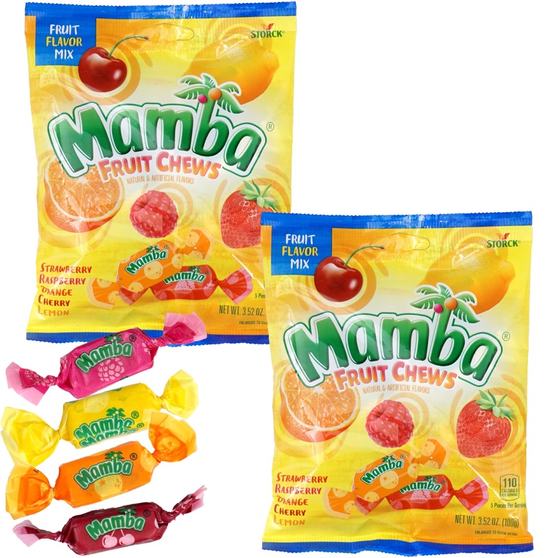 Fruit Chews Mamba Candy, Mamba Fruit Chews, Pack Of 2 (3.52 Ounce Each Bag)
