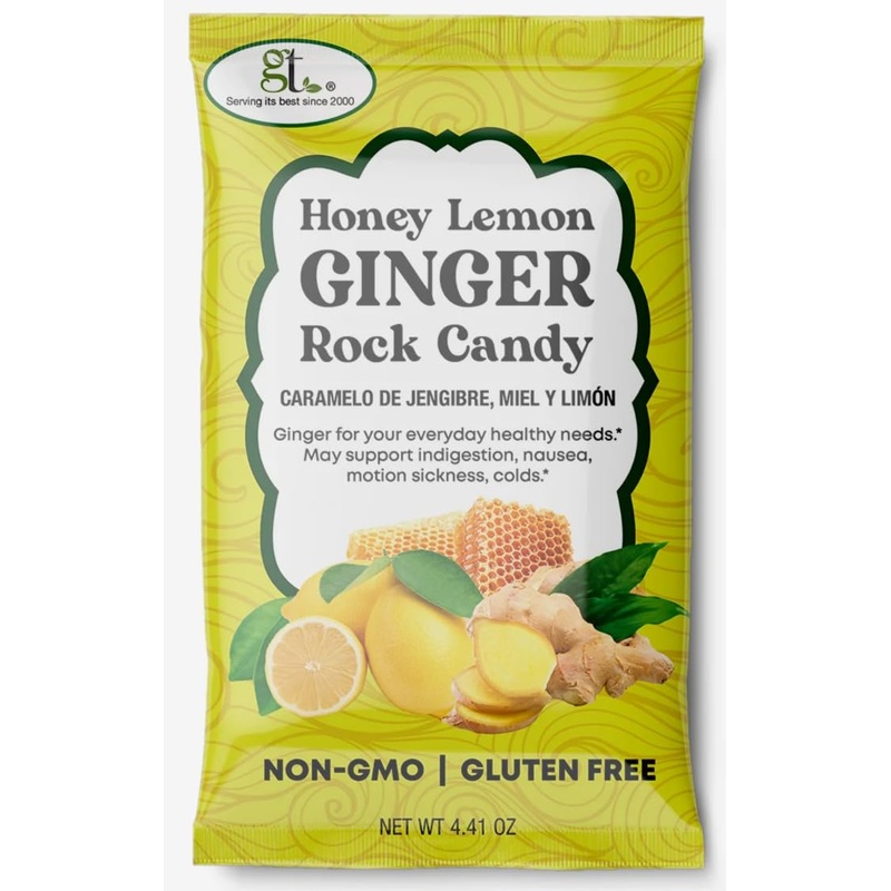 Gt Honey Lemon Ginger Rock Candy, 4.41 Ounce Bag, 6 Pack
