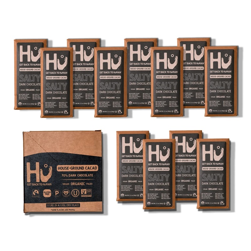 Hu Chocolate Bars | 12 Pack Salty Chocolate | Natural Organic Vegan, Gluten Free, Paleo, Non Gmo, Fair Trade Dark Chocolate | 2.
