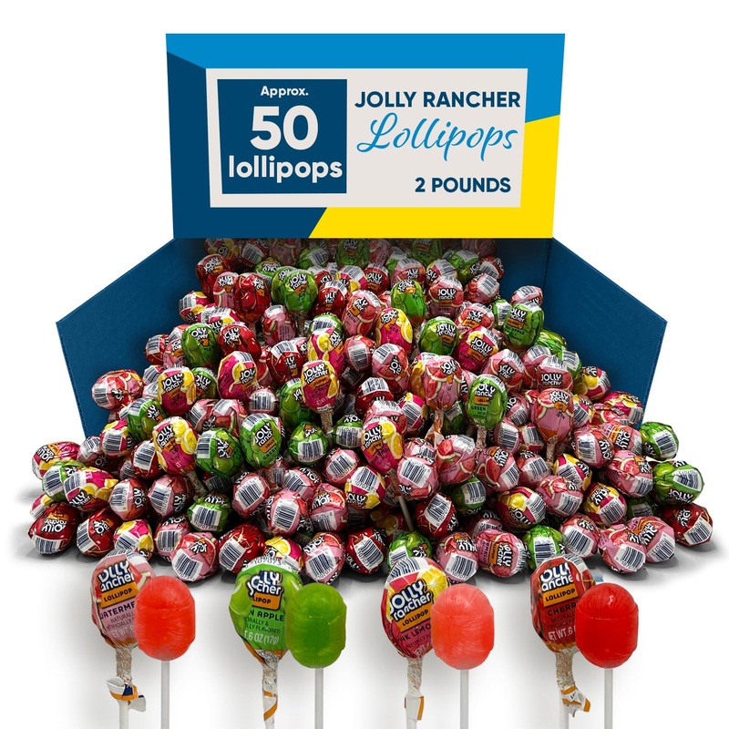 Jolly Rancher Lollipops – 2 Pounds, Assorted Flavors (Cherry, Apple, Watermelon, Pink Lemonade) – Individually Wrapped Bulk Candy for Parties