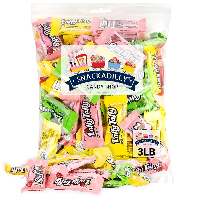 Laffee Taffy 3Lb Bag Of Delicious Assortment – Cherry, Sour Apple, & Banana Flavors – Freshly Packed By Snackadilly