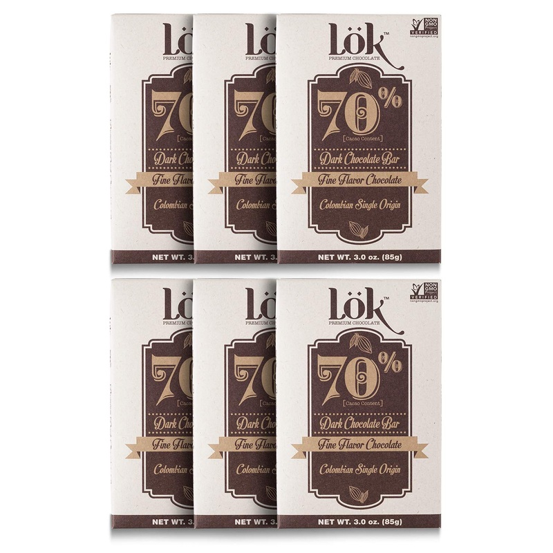 Lok Dark Chocolate Bar 70% Cacao | Fair Trade, Non Gmo, Kosher, Gluten Free, Vegan, Bean-To-Bar, Paleo, Ethically Sourced Lk | 3