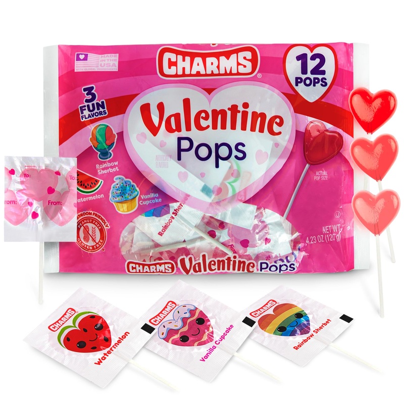 Mother’S Day Charms Heart Lollipops, Individually Wrapped Imprinted To & From Classroom Exchange – Multi Flavors Heart Shaped Ca
