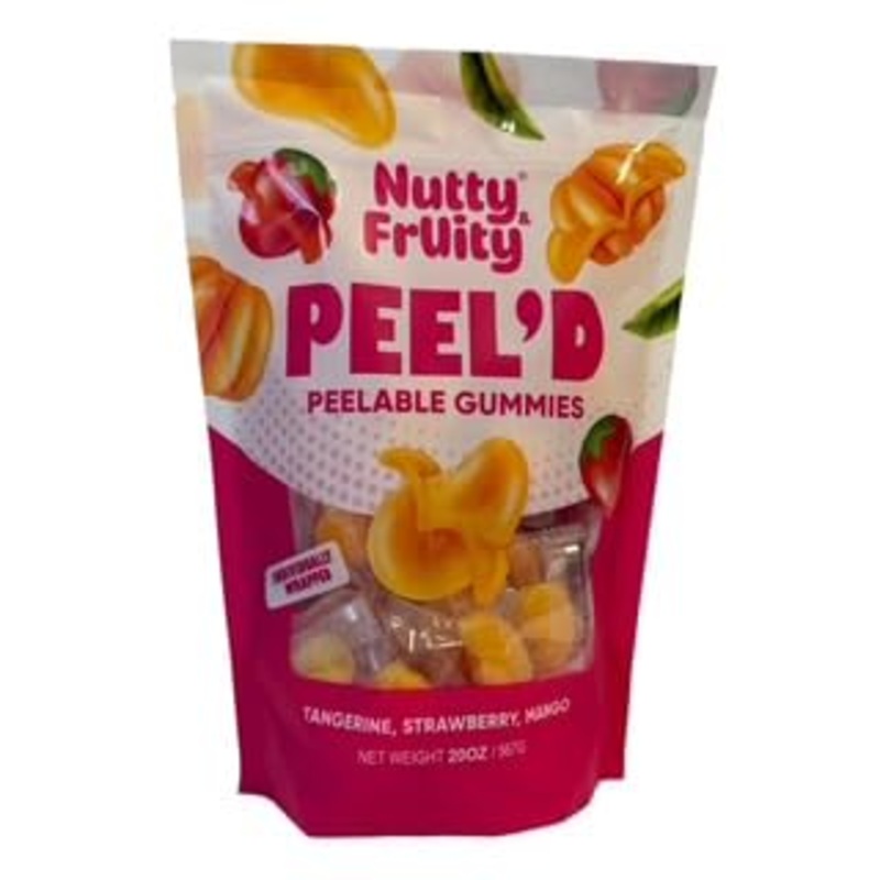 Nutty Fruity Peel’D Tangerine, Strawberry, & Mango Peelable Gummies- Individual Wrapped, 20Oz Resealable Bag