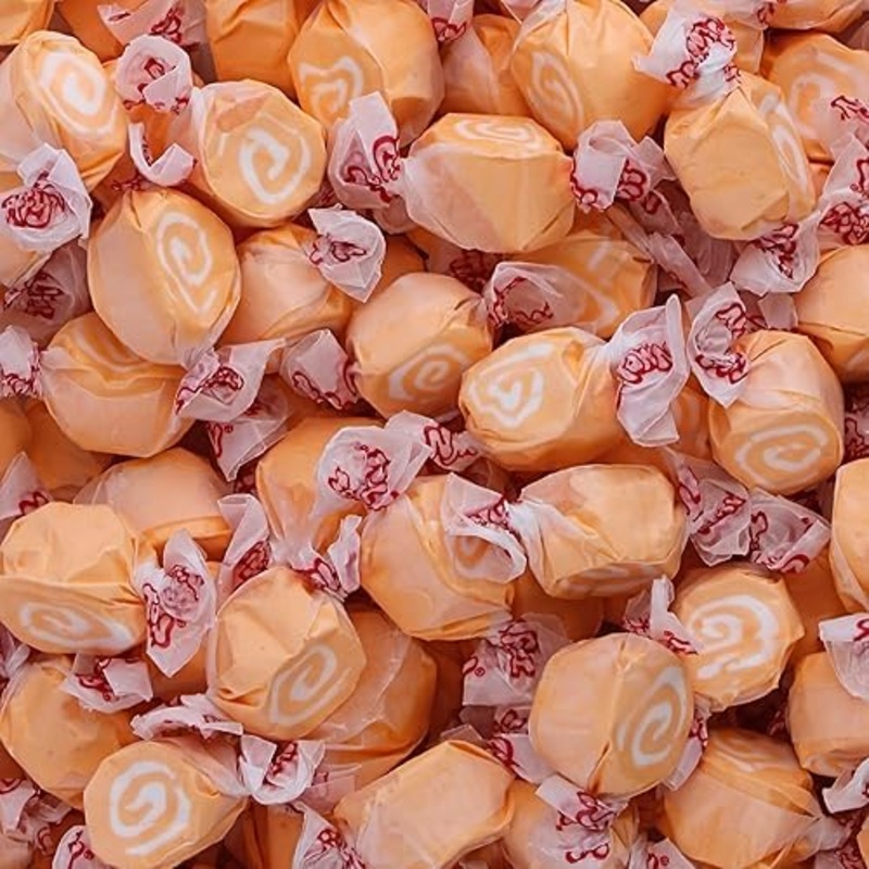 Orange Cream Salt Water Taffy – Individually Wrapped Assorted Flavors – Old Fashion Saltwater Taffy Candy Bulk, By Queen City Ca