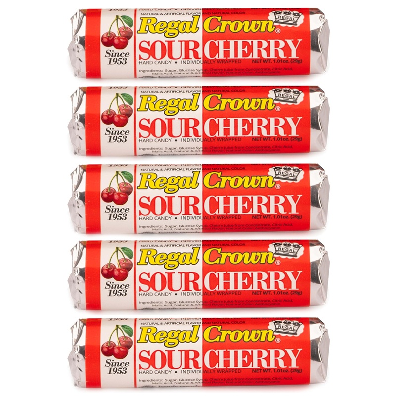 Regal Crown Roll Sour Cherry Candy, 1.01 oz (Pack of 5) – The Hampton Candy Company, Delicious Sour Treats for All Ages