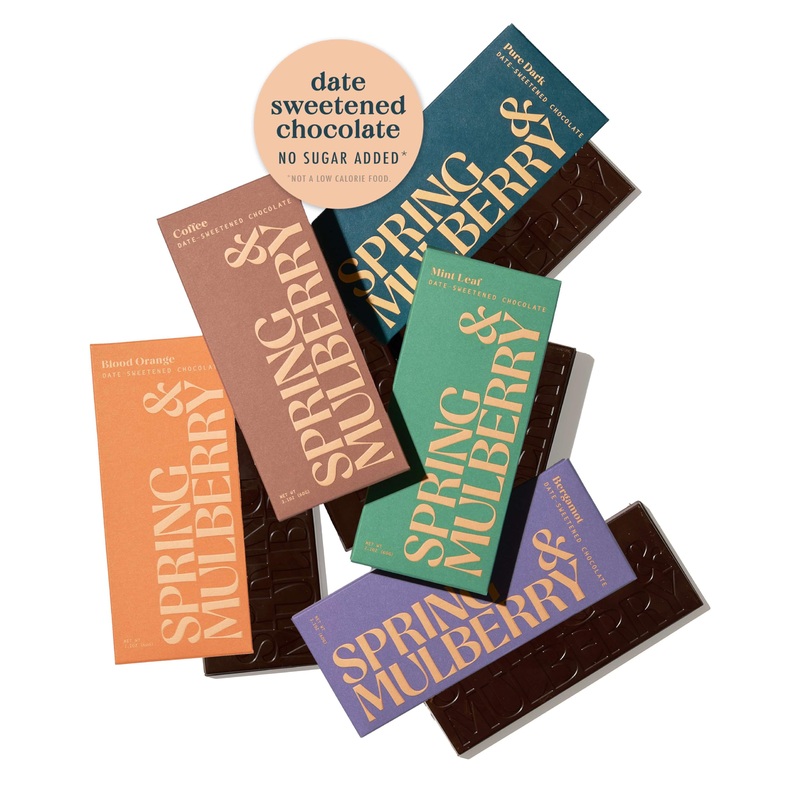 Spring & Mulberry Date-Sweetened Chocolate – 5-Bar Pack, Flavors With Fruits, Nuts, Spices & Essential Oils For The Perfect Trea