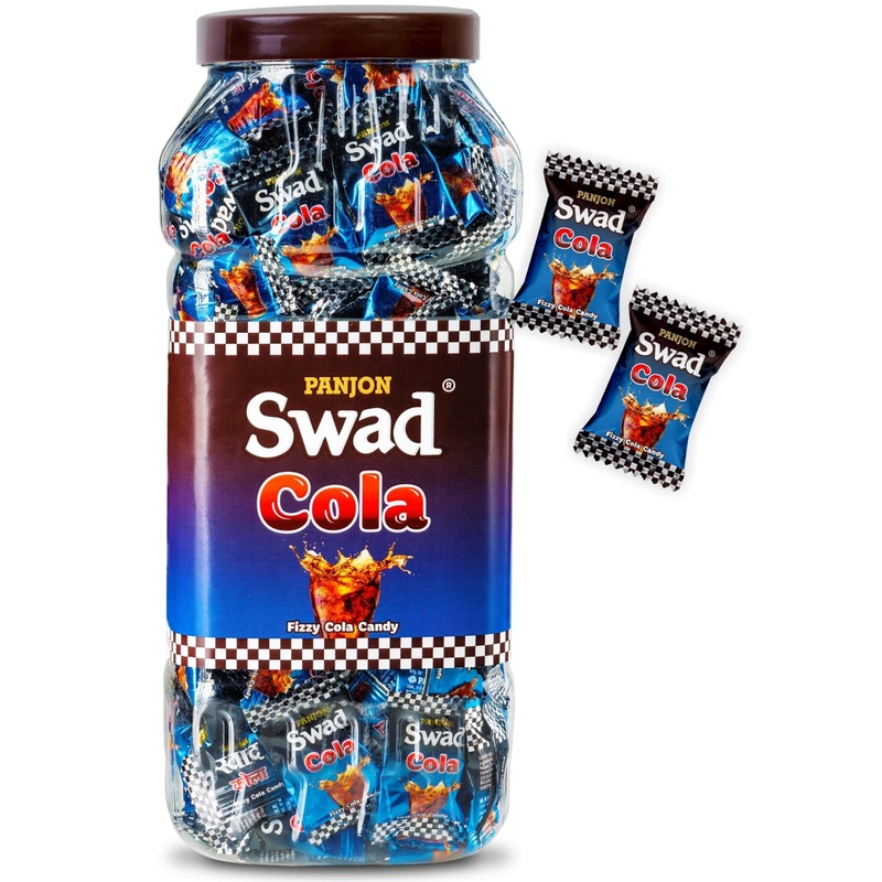 Swad Cola Candy | Chatpata Masala Cola Flavor Fizz Toffee| Sugar Candy Party Treats Pack | 150 Toffee Jar.