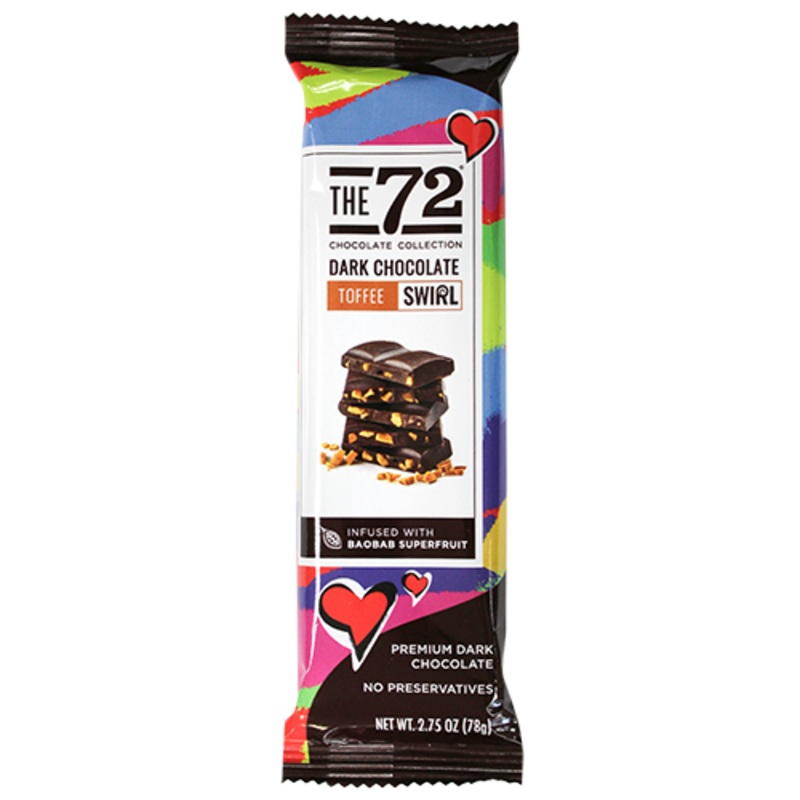 72 Chocolate Dark Chocolate Toffee Swirl 2.75 oz Bar