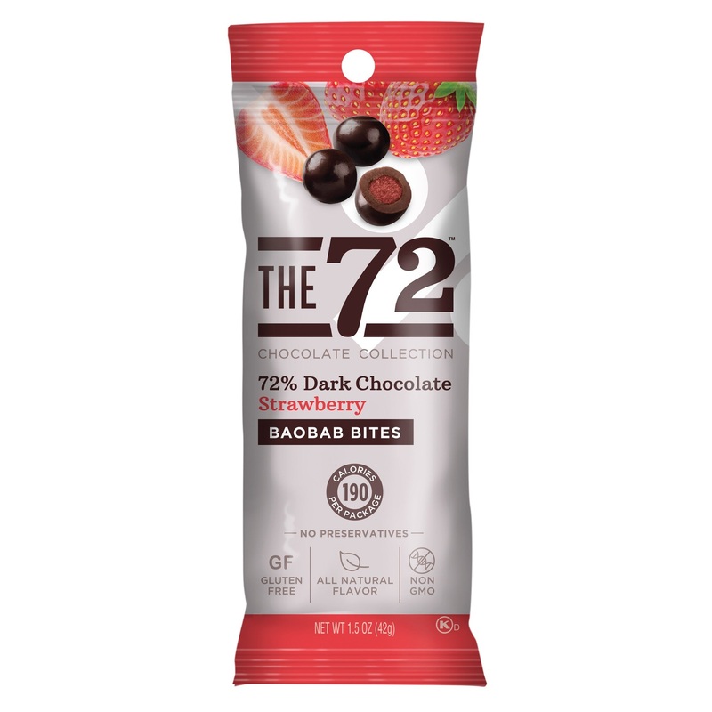 72% Dark Chocolate Strawberry Baobab Bites 1.5 oz. Bag