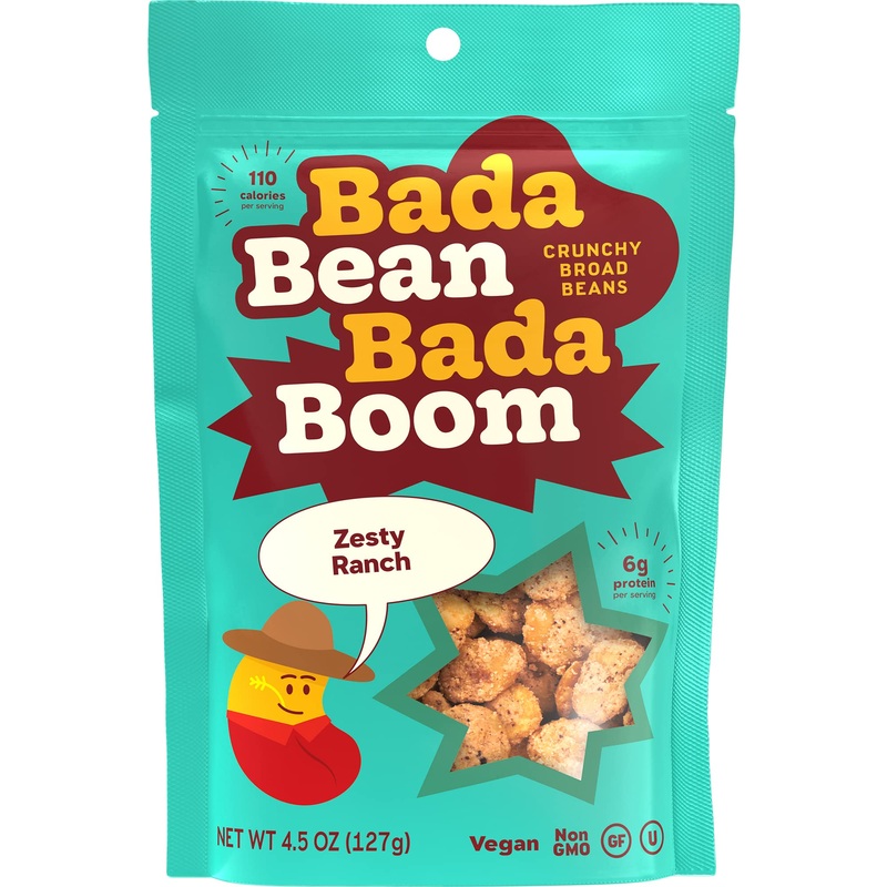 Bada Bean Bada Boom Ranch Roasted Broad Fava Beans – Vegan Snacks, Plant Based Snacks – Fava Beans Dried Crunchy Vegetarian Snac