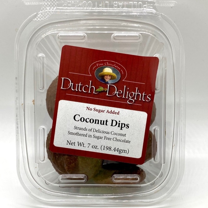Dutch Delight Sugar Free Chocolate Coconut Dips 7 oz. Tub