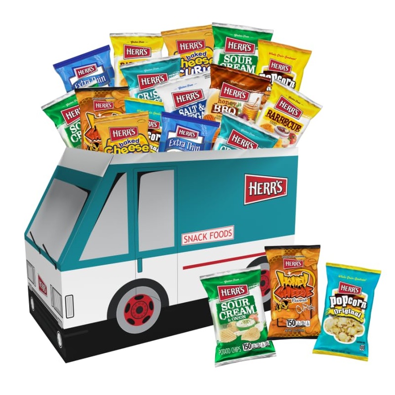 Herr’S Variety Snack Truck Box, Assorted Flavors, 42-Pack – Crisp ‘N Tasty, Barbecue, Sour Cream & Onion Potato Chips, Cheese Cu