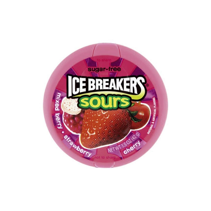 Ice Breakers Sours Berry Mints Tin, Sugar Free, 1.5 Oz, 8 Ct